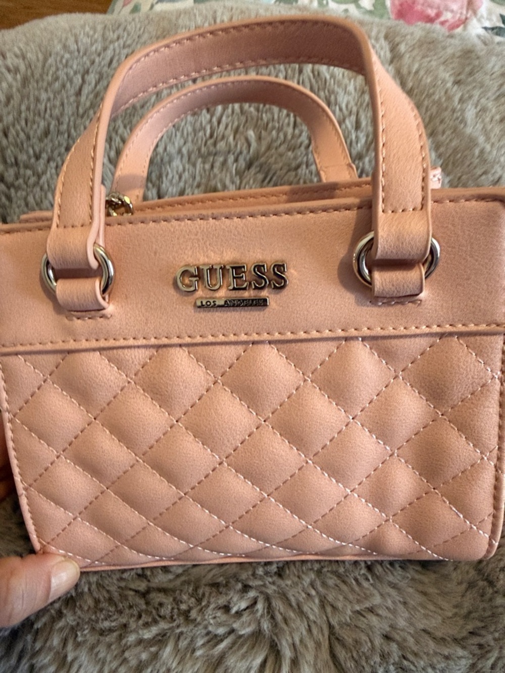 GUESS Pink Quilted Mini Satchel